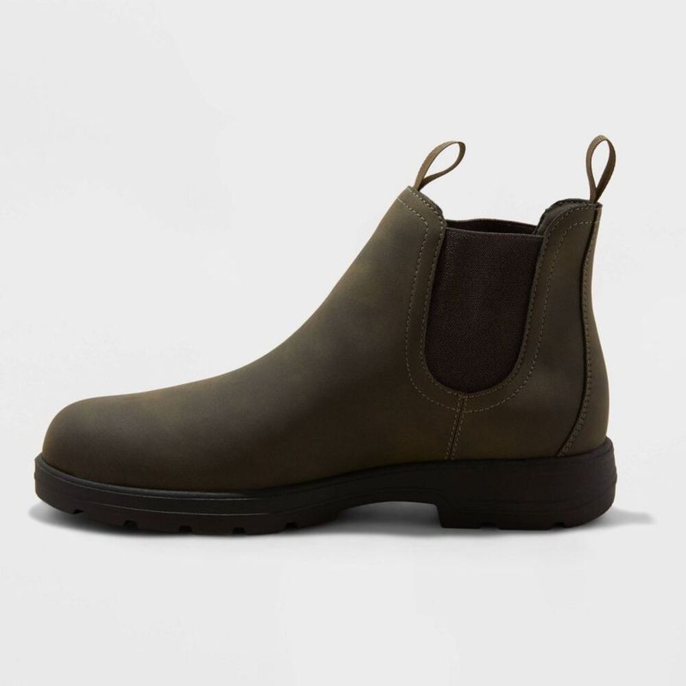 Men's Huxley Chelsea Boots - Brown 7: Faux Leather Pull-On Cushioned Insole - Picture 2 of 3